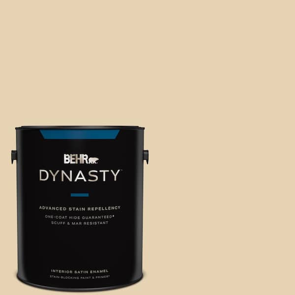 BEHR DYNASTY 1 gal. #S310-2 Journal White Satin Enamel Interior Stain-Blocking Paint and Primer