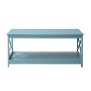 Oxford 39 .5 in. L x 17.75 in. H Seafoam Rectangle MDF Coffee Table with Bottom Shelf