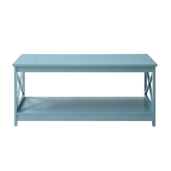 Convenience Concepts Oxford 39 .5 in. L x 17.75 in. H Seafoam Rectangle MDF Coffee Table with Bottom Shelf