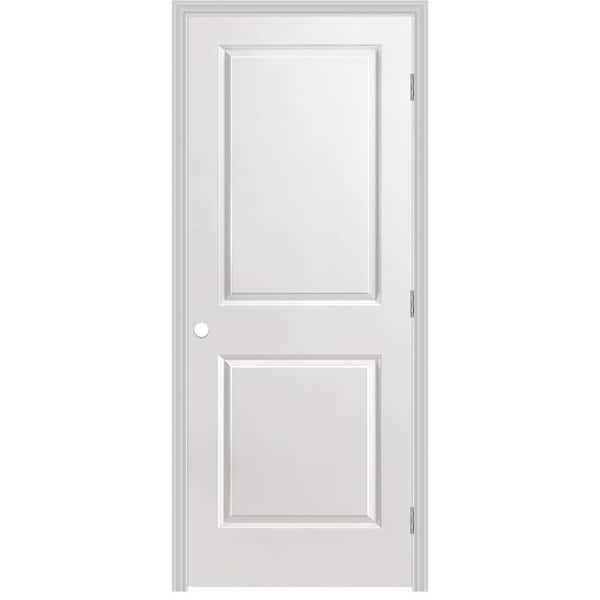 Masonite 32 in. x 80 in. 2 Panel Left-Handed Primed Composite Hollow Core Single Prehung Interior Door 4-9/16 in. Split Jamb