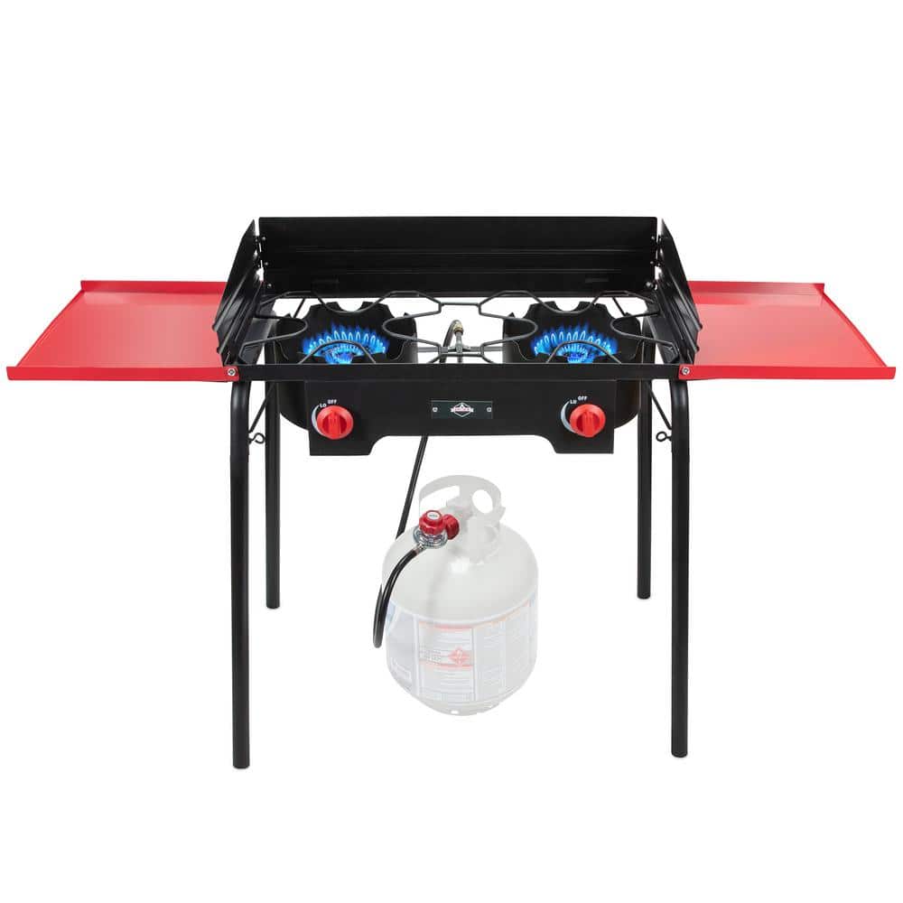 Outdoor & Indoor Portable Propane Stove, Single & Double Burners with Gas  Premium Hose, Detachable Legs for Backyard Kitchen, Camping Grill, Hiking
