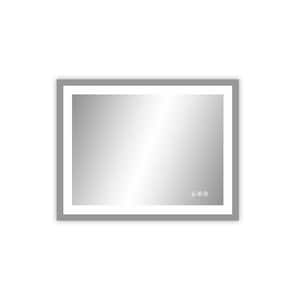 36 in. W x 28 in. H LED Rectangle Frameless White Mirror for Bathroom