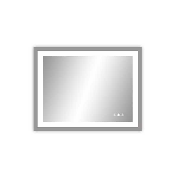 Tenleaf 36 in. W x 28 in. H LED Rectangle Frameless White Mirror for Bathroom