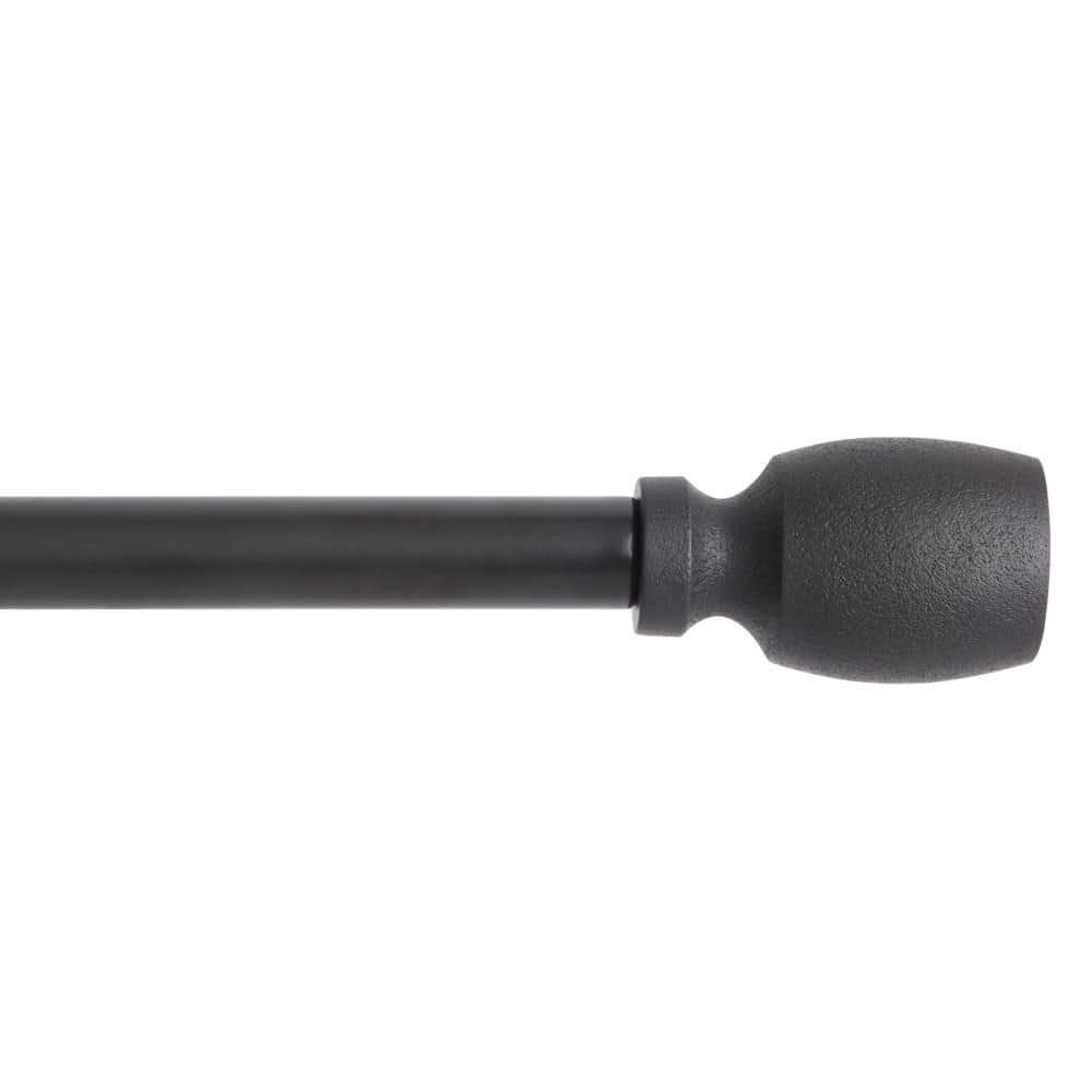 Smooth Edge Cylinder 66 in. - 120 in. Matte Black Single Curtain Rod