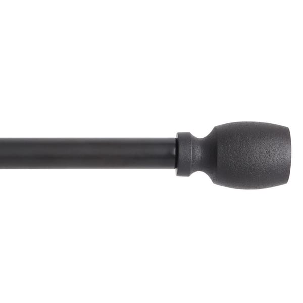 Unbranded Smooth Edge Cylinder 66 in. - 120 in. Matte Black Single Curtain Rod