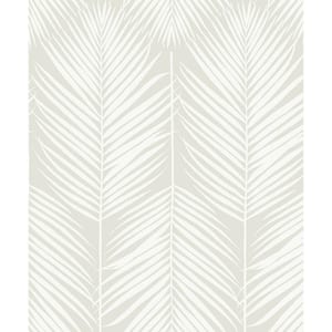 57.5 sq. ft. Sea Salt Athena Palm Unpasted Nonwoven Paper Wallpaper Roll