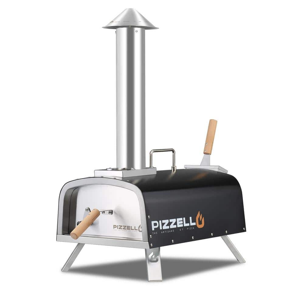 Propane and Wood Fired Stainless Steel Outdoor Pizza Oven Pizza Grill with Gas Burner, Wood Tray, 12 in. - Black -  INNUMIA, HDPZZE502BK