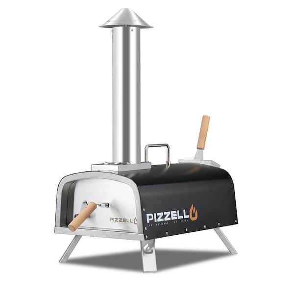 INNUMIA Propane and Wood Fired Stainless Steel Outdoor Pizza Oven Pizza Grill with Gas Burner, Wood Tray, 12 in. - Black