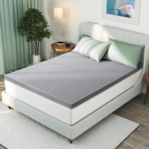 Firm 3 in. Queen Bamboo Charcoal Memory Foam Mattress Topper