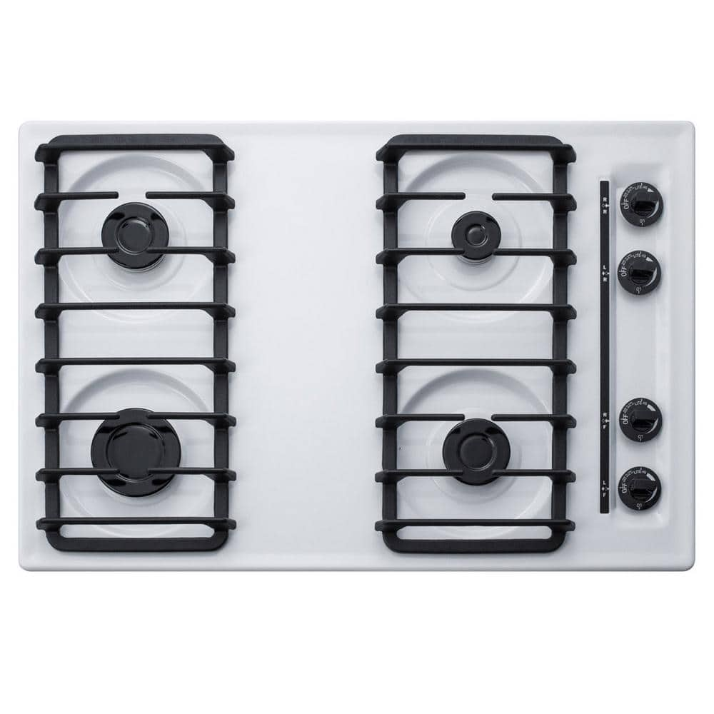 30 in. Gas Cooktop in White with 4 Burners