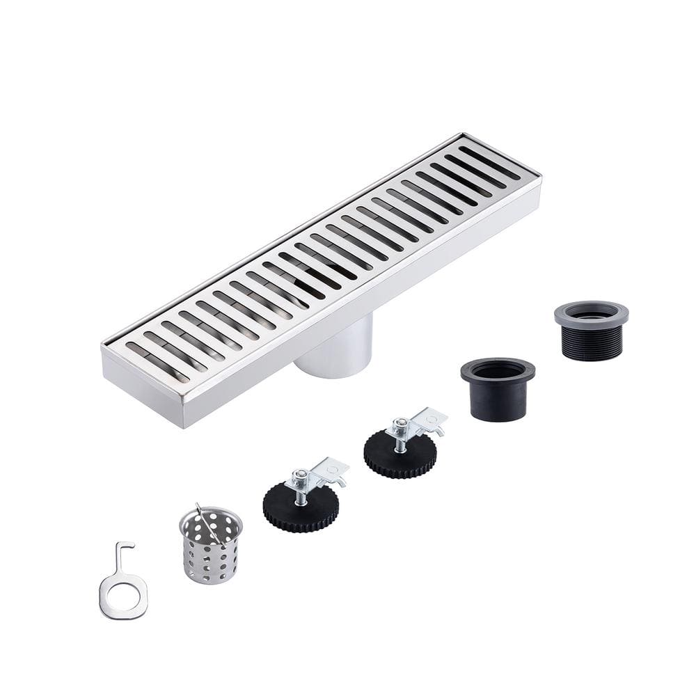 12 in. Stainless Steel Linear Shower Drain with Square Pattern Drain Cover in Brushed Nickel price history on PriceWatchPro