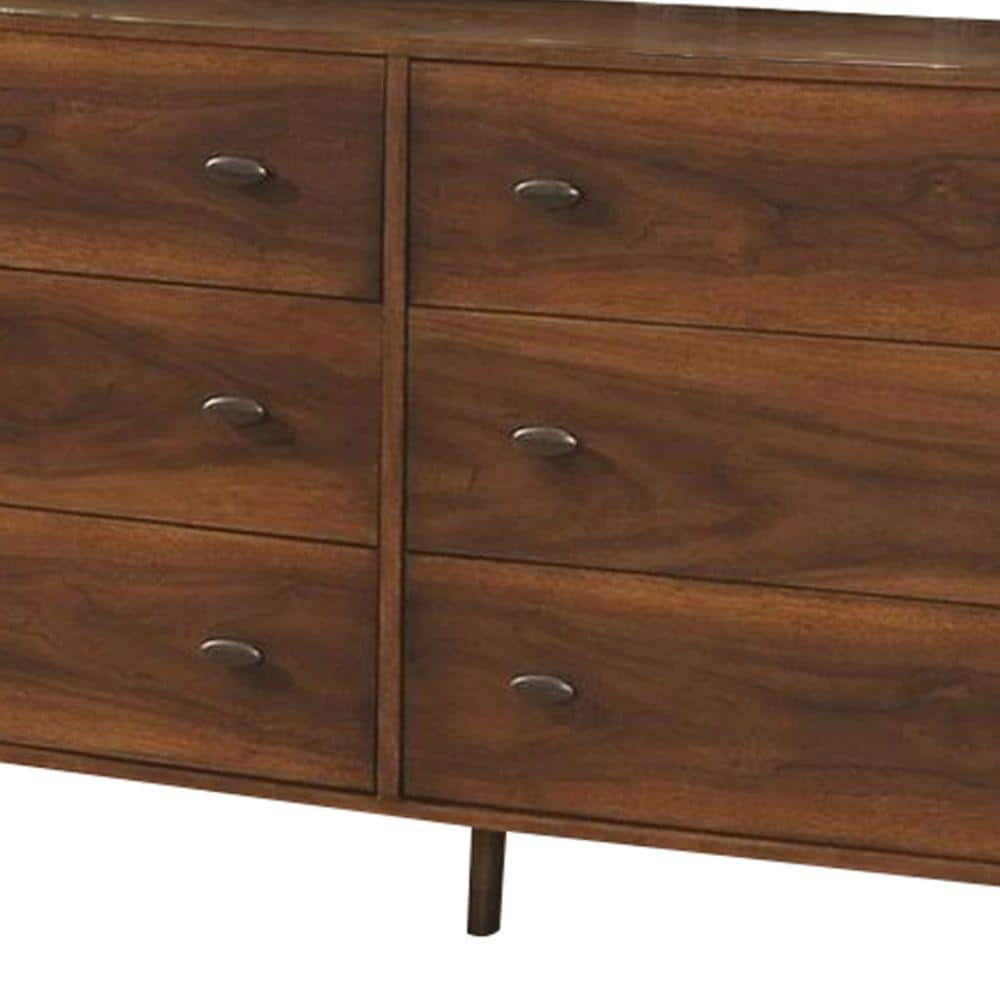 Black Mid-Century 6-Drawer Dresser with Felt-Lined Drawers