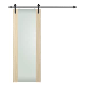 Vona 202 18 in. x80 in.Full Lite Frosted Glass Loire Ash Finished Composite Core Wood Sliding Barn Door with HardwareKit