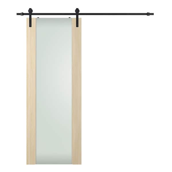 Belldinni Vona 202 24 in. x80 in.Full Lite Frosted Glass Loire Ash Finished Composite Core Wood Sliding Barn Door with HardwareKit
