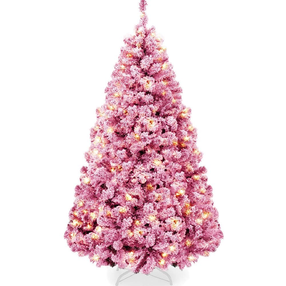 7.5 ft. Prelit Full Pink Snow Flocked Artificial Christmas Tree price history on PriceWatchPro
