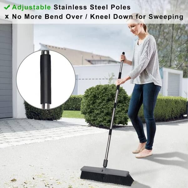 Easy Peasy Mate Midi Soft Bristle Garden Broom Head - 24cm Yellow Patio Brush - Made In Poland