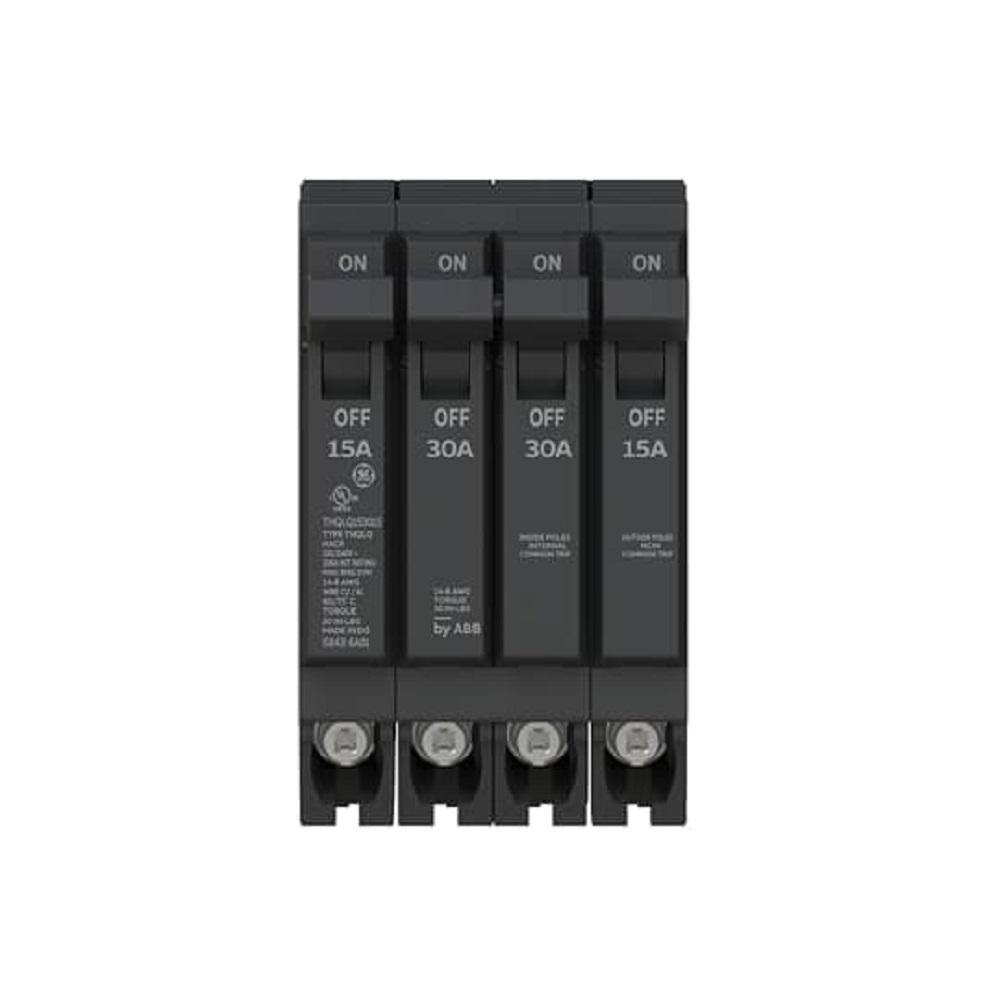 2-15 Amp Single-Pole 1-30 Amp Double-Pole Quad 120-Volt/240-Volt Circuit Breaker