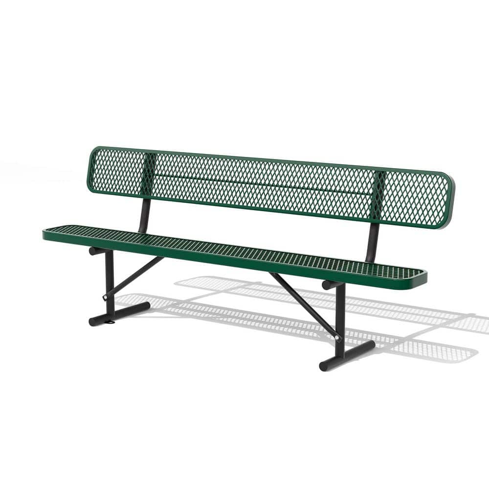96 in. 6-Person Green Thermoplastic Coated Metal Outdoor Garden Bench Park Bench, Picnic Bench, Commercial-Grade Seating price history on PriceWatchPro