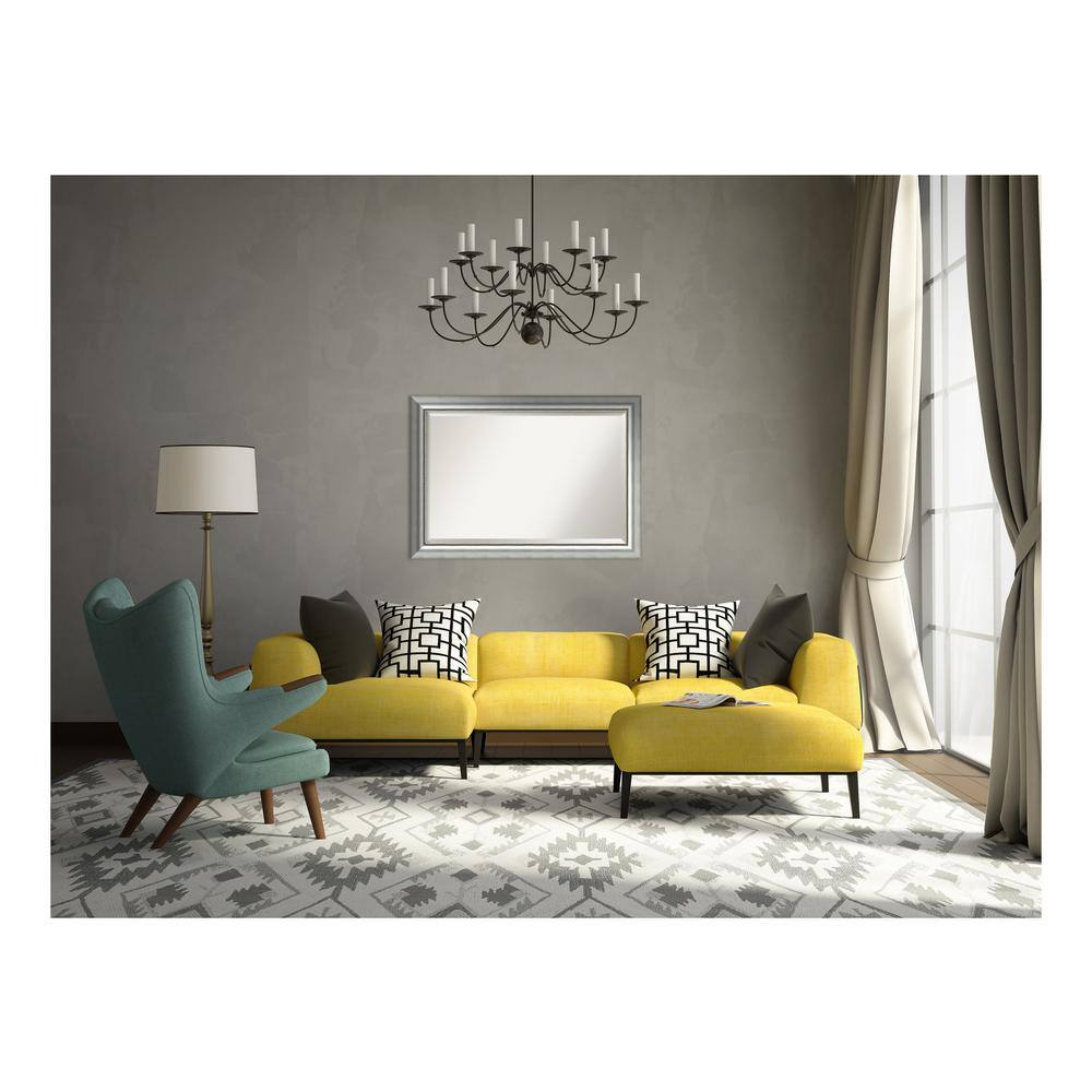 Vegas Burnished Silver Rectangular Wood Wall Mirror