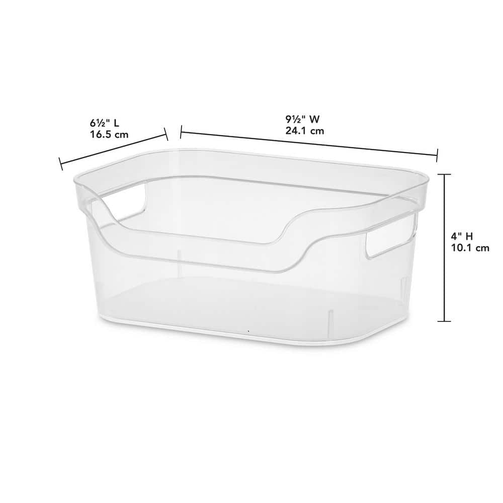 Clear Plastic Stackable Rectangle Storage Bins with Carry Handles, 16 Pack
