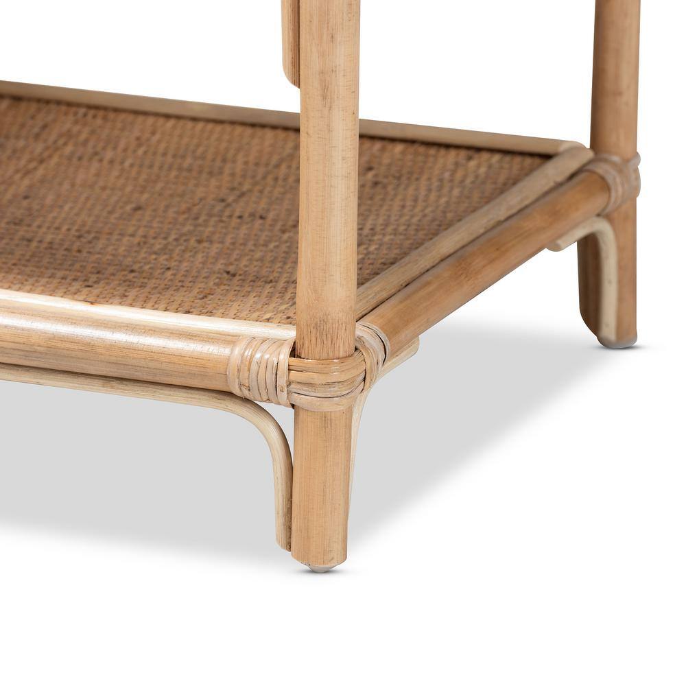 Natural Brown Rattan 3-Tier Bohemian Display Shelf