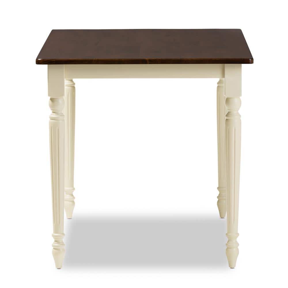 46.8" Cherry Brown and Cream Wood Dining Table