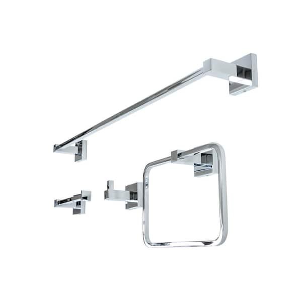 Capri 4-Piece 24-in. Towel Bar Bathroom Hardware Set in Chrome