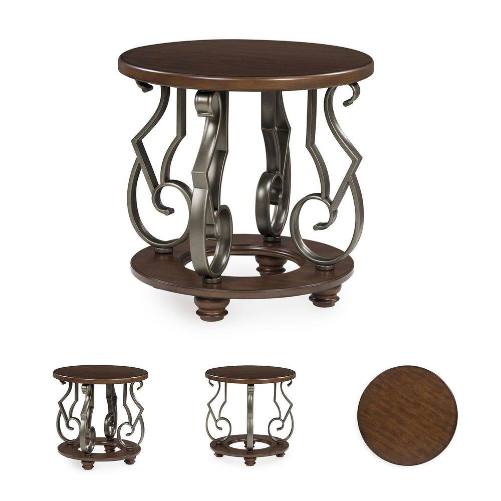 Frallyn 25 in. Brown Round MDF End Table - thumbnail 7