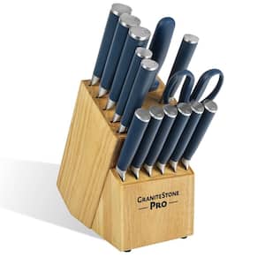 Nutri Blade Pro 14-Piece Stainless Steel Premium Chef Knife Set with Knife Block in Blue