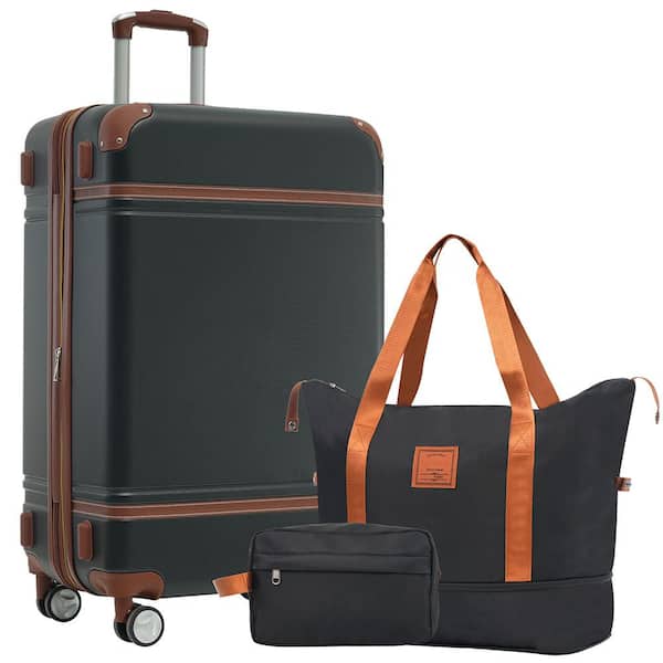 Adrinfly 3-Piece Black Hardshell Luggage Set, Lightweight Durable Suitcase Sets with Spinner Wheels and TSA Lock