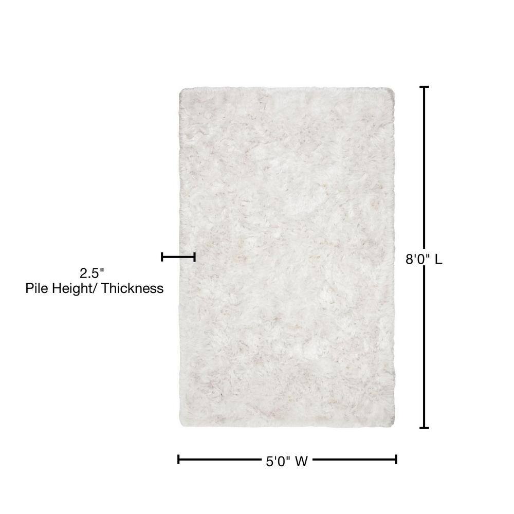 Ivory Hand-Tufted Shag Rectangular 5' x 8' Area Rug