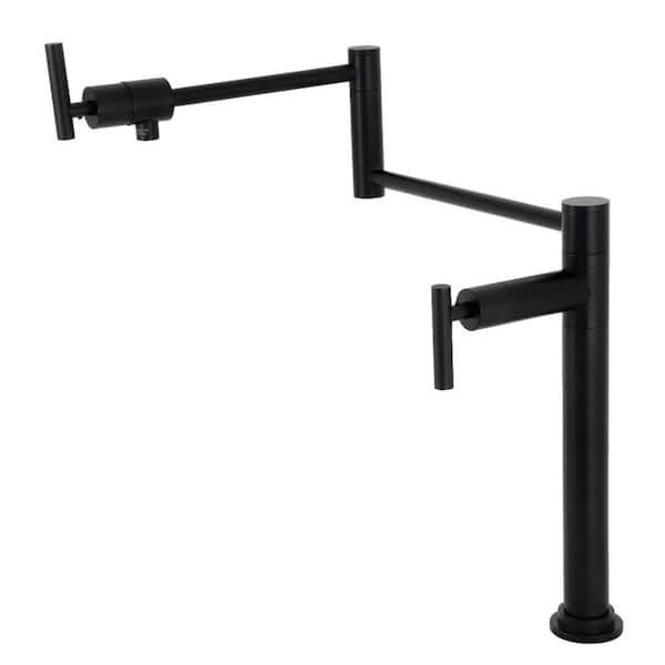 Kingston Brass Manhattan Deck Mount Pot Filler Faucet in Matte Black