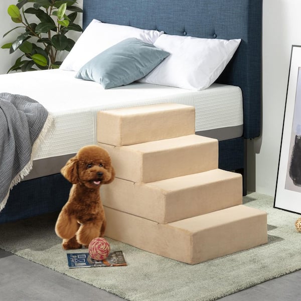 Zinus Cream 24 in. X Large Foam 4 of Steps Pet Stairs OLB PS 2525