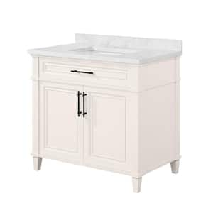 High brook 36 in. W x 22.1 in. D x 34.5 in. H Single Sink Bath Vanity in Picket Fence with White Engineered Marble Top