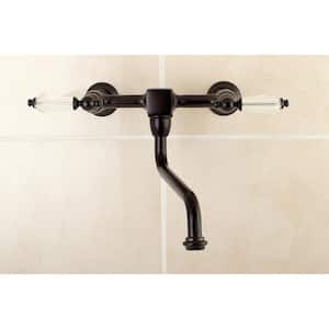 Crystal 2-Handle Wall Mount Bathroom Faucet in Oil Rubbed Bronze