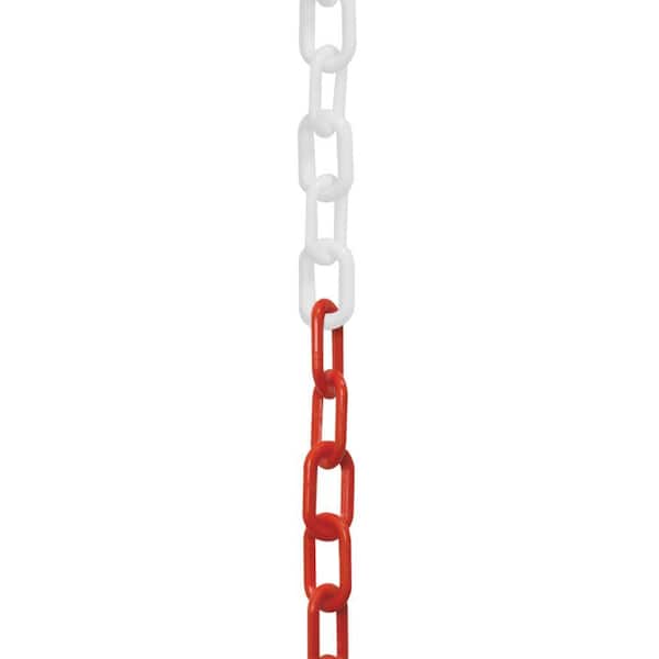 2 in. (#8, 51 mm) x 100 ft. Red / White Bi-Color Plastic Chain