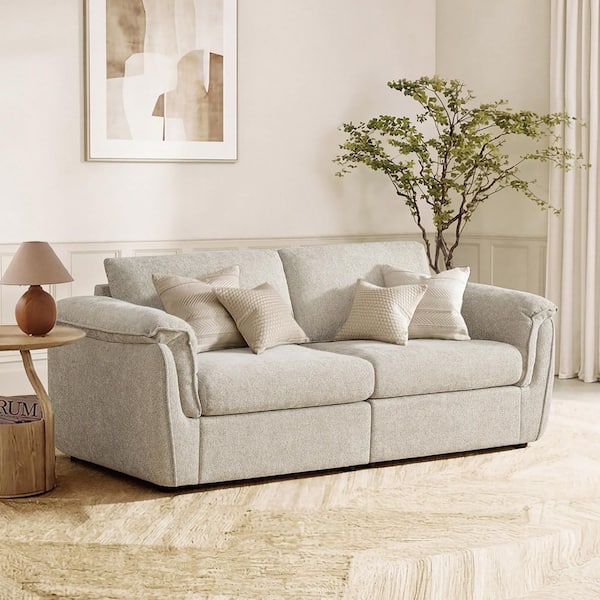 Wells 88.2 in. Fabric Modern Modular Sectional Sofa in Taupe/2PC with Wide Seats and Reversible Cushions, FSC Certified