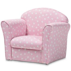 Erica Pink and White Heart Patterned Fabric Kids Armchair