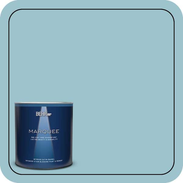 BEHR MARQUEE 1 qt. #ICC-99 Alluring Blue Satin Enamel Interior Paint & Primer