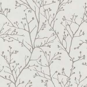 Koura Silver Budding Branches Wallpaper Sample