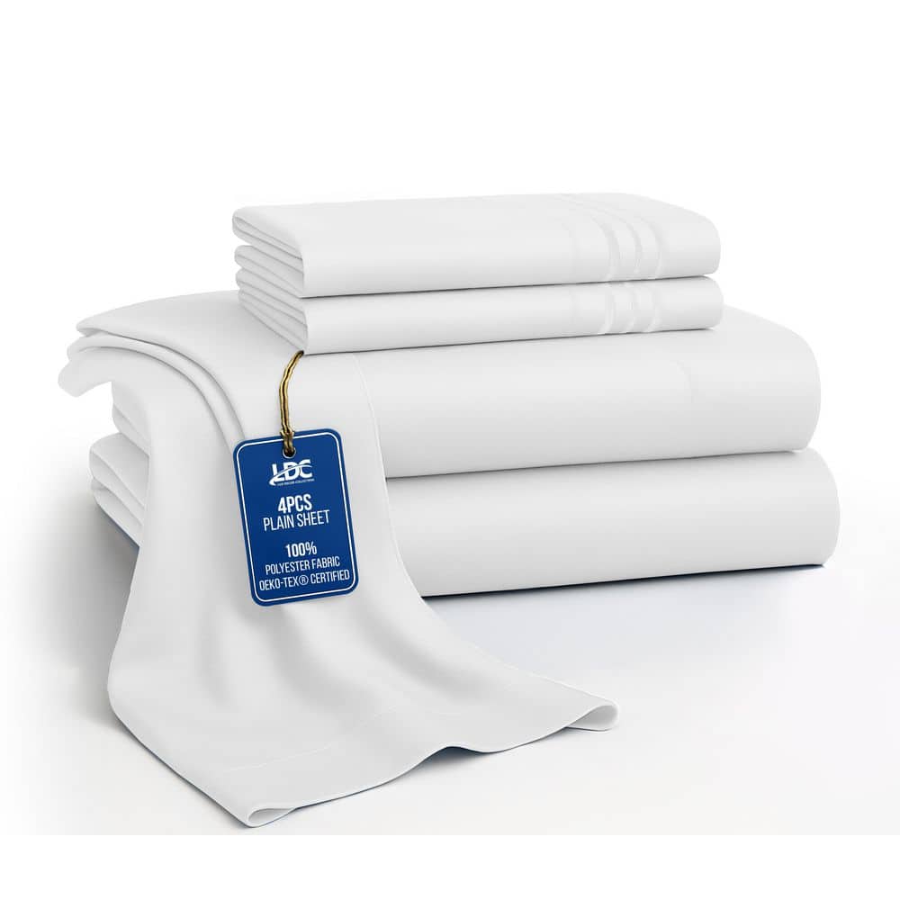LDC LUX DECOR COLLECTION Lux Decor 4-Piece White Solid Color