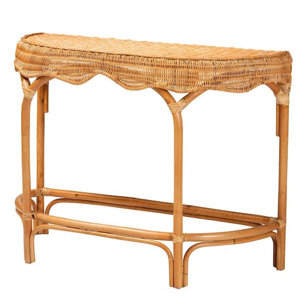 bali & pari Wakana 42.1 in. Natural Rattan Rectangle Wicker Console Table