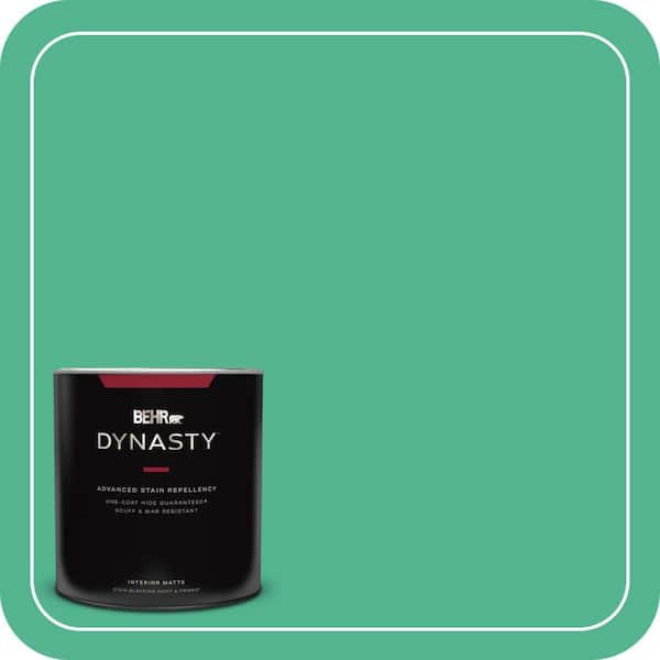 BEHR DYNASTY 1 qt. #MQ4-16 Aruba Green One-Coat Hide Matte Interior Stain-Blocking Paint and Primer