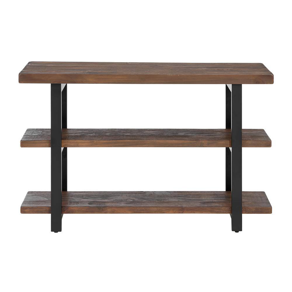 Rustic Natural 52" Wood and Metal Media Console with Storage