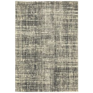 Asbury Charcoal/Beige 4 ft. x 6 ft. Industrial Distressed Abstract Polypropylene Indoor Area Rug