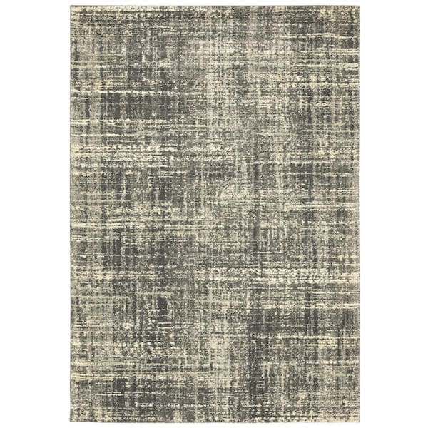 AVERLEY HOME Asbury Charcoal/Beige 7 ft. x 10 ft. Industrial Distressed Abstract Polypropylene Indoor Area Rug