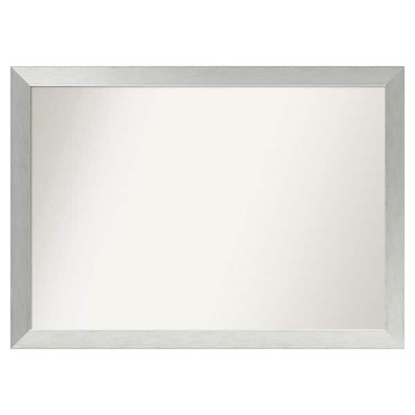 Amanti Art Brushed Sterling Silver 46 in. x 33 in. Custom Non-Beveled Wood Framed Bathroom Vanity Wall Mirror