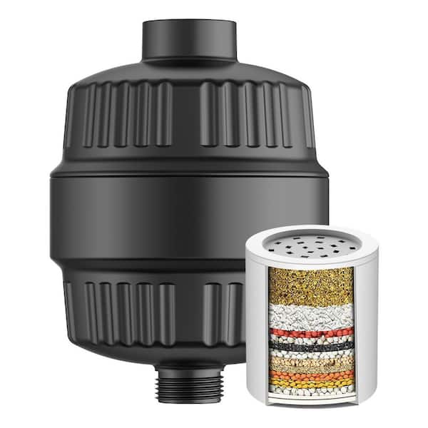 Black Shower Filter, With Filter Cartridge 15-Stage Filtration System Removes Heavy Metals and Odors, Easy to Install