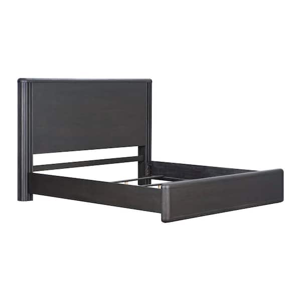 Eastbrook Modern Black Acacia Solid Wood Frame King Panel Bed