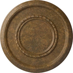 1-1/8 in. x 17-3/8 in. x 17-3/8 in. Polyurethane Federal Roped Large Ceiling Medallion, Rubbed Bronze